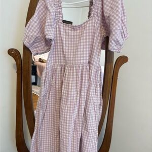 Elegant Lavender Gingham Women's Dress